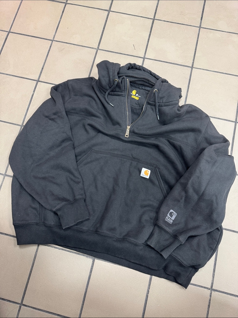 Carhartt Black Quarter-Zip Hooded Work Pullover